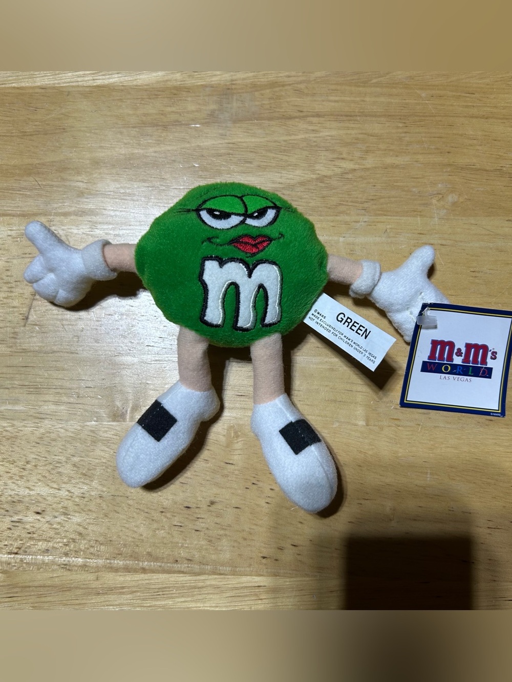 M&M's World Las Vegas Green Candy Plush Bean Bag Toy Mars Characters 5” NEW